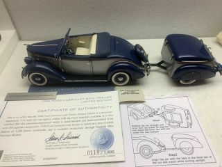 Franklin 1:24 1936 Ford Cabriolet With Trailer Ultra Rare Limited Edition