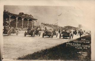 Incredibly Rare 1913 Real Photo Postcard Start Of The Indianapolis 500 Rppc