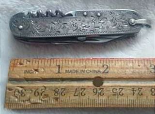 Rare Vintage Sterling Silver Multi Tool Pocket Knife