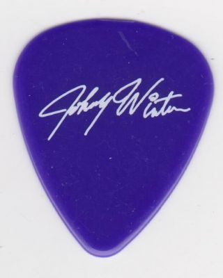 Rare Johnny Winter Signature Guitar Pick Purple Rip Jdw Blues Great Collectible