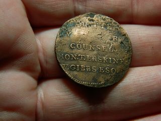 Un Researched Vintage Halfpenny Token / Coin Treason ? 1794 ? Detecting Detector