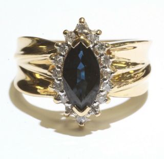 14k Yellow Gold.  16ct Si1 H Diamond Sapphire Gemstone Band Ring 5.  4g Womens Rare