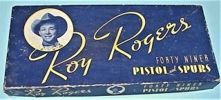 Rare Roy Rogers Forty Niner Chrome Toy Cap Pistol & Spurs Set,  By Leslie - Henry