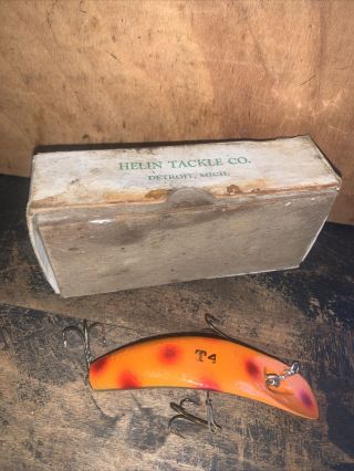 Vintage Wooden T4 Flatfish Lure,  Helin Tackle Co. 3