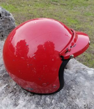 Rare Unique Vintage 1978 Bell Mag Ii Red Helmet With Visor And Bmw Logo