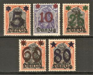 Dr Danzig Rare Ww1 Stamp 1922 Danzig Overprint Germania Service Classic Full Set