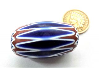 Tappered Oval Awesome Antique Chevron African Trade Bead Venetian I69 Bag 12 R9