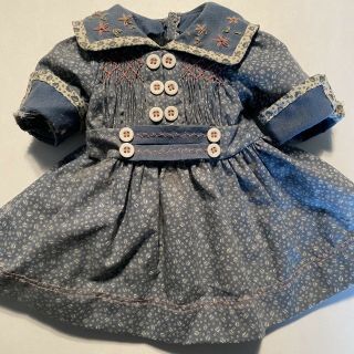 VTG Doll Dress Clothes Blue Floral Bonnet Fits 17” Dolls Pantaloons Slip Outfit 2