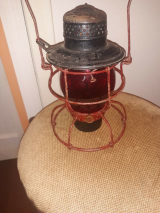 Antique Handlan St.  Louis Red Globe Railroad Lantern