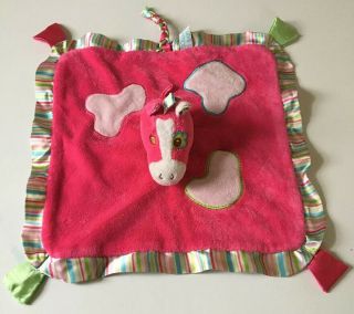 Rare Douglas Baby Pony Horse Pink Security Blanket Plush Stripes Satin Trim Soft