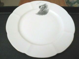 Rare Old Man Of The Mountain Nh Vintage White China 7 " Plate With Black Design