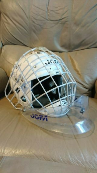 RARE Vintage JOFA 390SR Helmet with 387SR Goalie Cage and Throat Protector 2