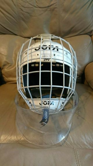 RARE Vintage JOFA 390SR Helmet with 387SR Goalie Cage and Throat Protector 3