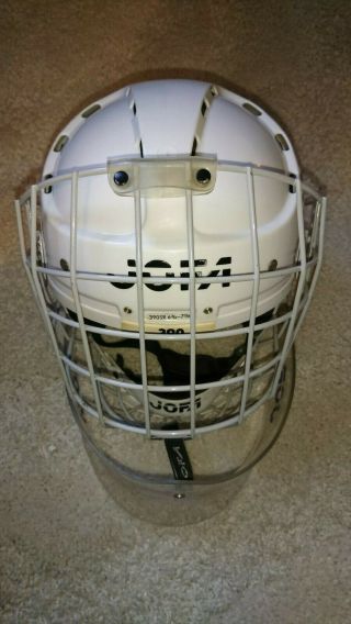 RARE Vintage JOFA 390SR Helmet with 387SR Goalie Cage and Throat Protector 6