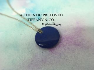 Rare Authentic Tiffany & Co Elsa Peretti Round Disc Lapis Lazuli Silver Necklace