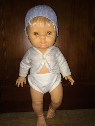 Vintage Berjusa 16 " Vinyl Baby Boy Doll Anatomically Correct Clea