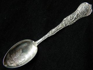 C1910 Elko County Nevada Sagebrush Hand Engraved Sterling Silver Souvenir Spoon