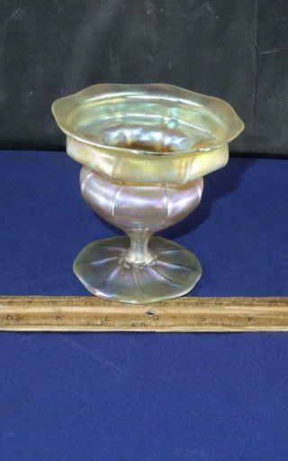 Rare Vintage Signed Lct Tiffany Favrile Floriform Art Glass Vase 7964a