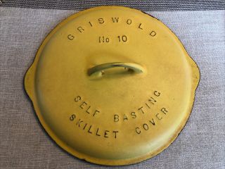 Rare Yellow Griswold 10 Cast Iron Skillet Cover Lid 470 Large Block Logo No 10