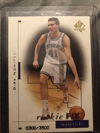 1998 - 99 Sp Authentic Dirk Nowitzki Rookie Rc 0300/3500 Rare - Gem