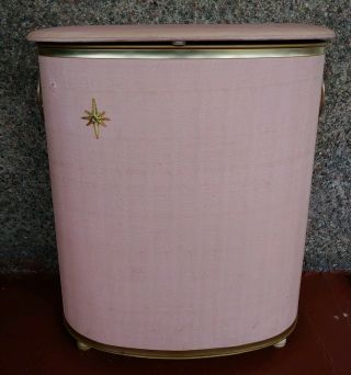 Vintage Laundry Hamper - Pink Starburst Mid - Century Modern Usa