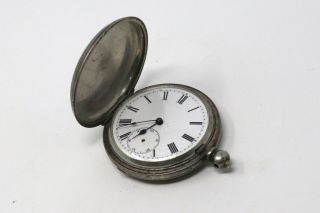 Antique Victorian Solid Silver 925 Key Wind Full Hunter Pocket Watch 85g 29029