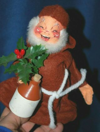 Vintage Annalee Mobilitee Drunken Christmas Monk Friar Doll With Jug 1964 1969