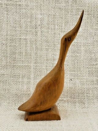 Vintage 6 " Hand Carved Wooden Goose Signed Lb 