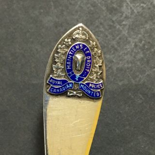 Vintage Canada Rcmp Royal Canadian Mounted Police Sterling Silver Enamel Spoon