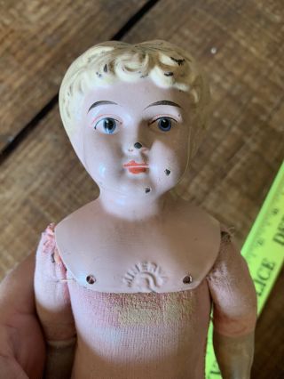 Antique German Minerva Doll Head Body Tin As Found 3