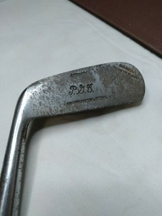 Vintage Hickory Shaft Pgc Left Handed 9 Putter Golf Club Rare Knob Handle