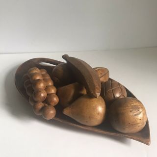 Vintage Mid Century Hand Carved Monkey Pod Wood Fruit Bowl Centerpiece