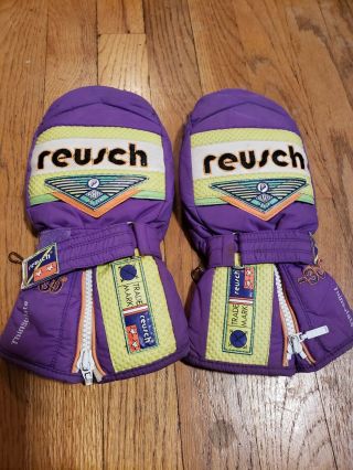 Reusch Vintage Neon 80’s Ski Raving Winter Thermolite Gloves Rare