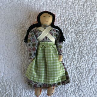 Vintage Cherokee Native American Doll Handmade Signed Lucy Bigmeat - 9”