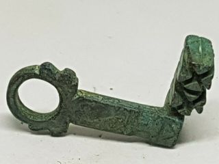 Museum Quality Ancient Roman Bronze Ring Key 200 - 400 Ad 14,  3 Gr 37 Mm