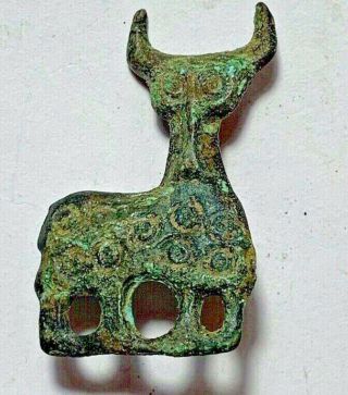 Ancient Viking Bronze Ax Pendant With Head Intaglio Fibula Circa 793–1066ad 31mm