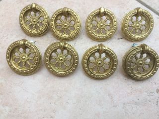 Set Of 8 Antique Style Brass Round Handles