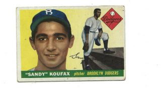Rare 1955 123 Topps Sandy Koufax Brooklyn Dodger Baseball Card