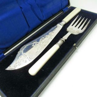 A&D S Allen & Darwin Sheffield Silver Plated Fish Knife & Fork Set,  Box 2