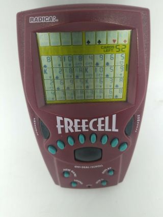 1999 Radica Freecell,  Classic Solitaire Elect.  Handheld Game,  Red,  Rare,