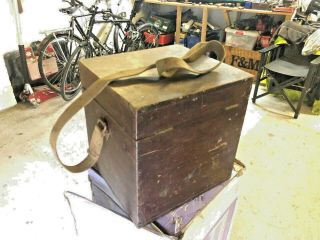 Antique Wooden Box,  Perhaps A Case For Test - Equipment? Canvas Strap.  Maybe Wwii