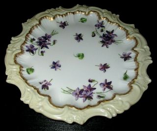 Antique T & V Limoges France Hand Painted Porcelain Decorative Plate,  Violets
