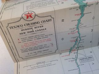 Vintage 1940 Texaco Cruising Chart - Hudson River - Lake Champlain - Ny Canals - Map