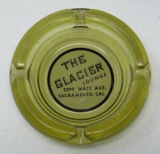 Rare Vintage Amber Glass Ashtray The Glacier Lounge Bar Sacramento California
