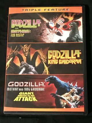 Godzilla Triple Feature Dvd 2014 Sci Fi Rare Oop Mothra King Ghidorah