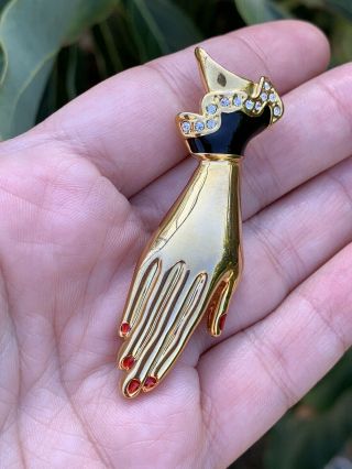 Vintage Brooch Gold Hand Enamel Vintage 1960 - 1970s For Collector’s Very Rare Pin