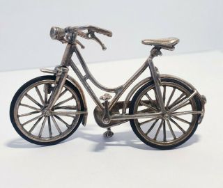 Vintage Solid Silver Italian Miniature Of A Bicycle.  Large