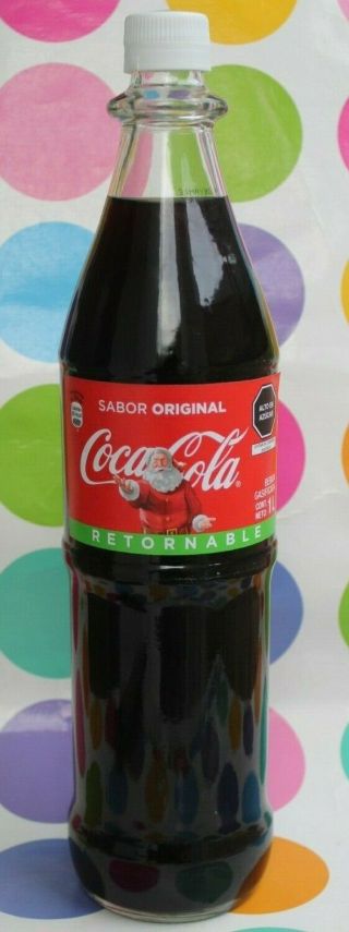 Peru South America Coca Cola Big Tall Bottle Rare Papper 1 Liter 1000 Christmas