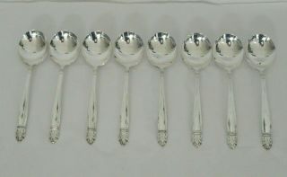 Set Of 8 Danish Princess By Holmes & Edwards Silverplate Gumbo Soup Spoons 7 "