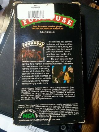 THE FUNHOUSE - VHS - 1982 - MCA 1st Release RARE SLASHER OOP Horror 2
